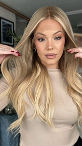 SULMY Dirty Blonde Highlights Wigs 100% Real Human Hair for Caucasian 180% Density